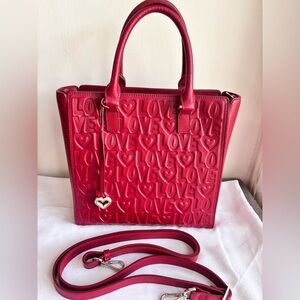 Brighton Deeply In Love Gorgeous Red Leather Tote Purse Bag